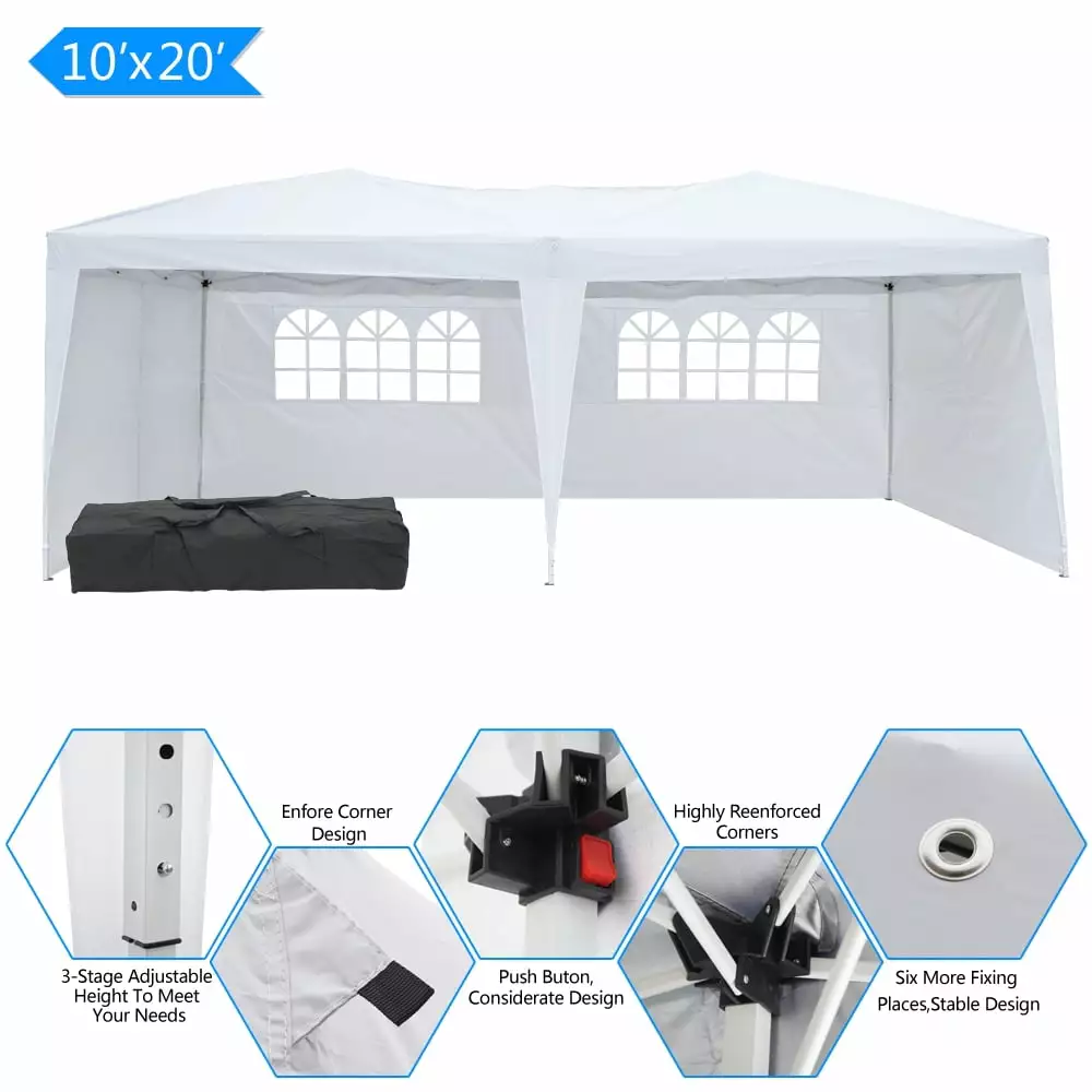 Wilitto 3x6m White Waterproof Folding Tent Two Windows Outdoor Camping 20