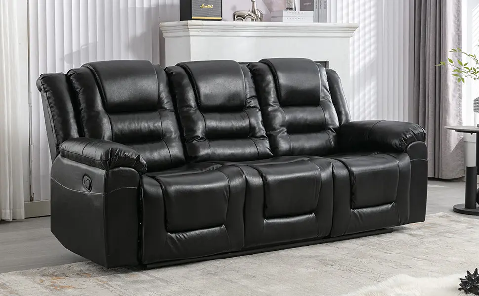 3 Seater Home Theater Recliner Manual Recliner Chair Two Built Cup Holders rnb