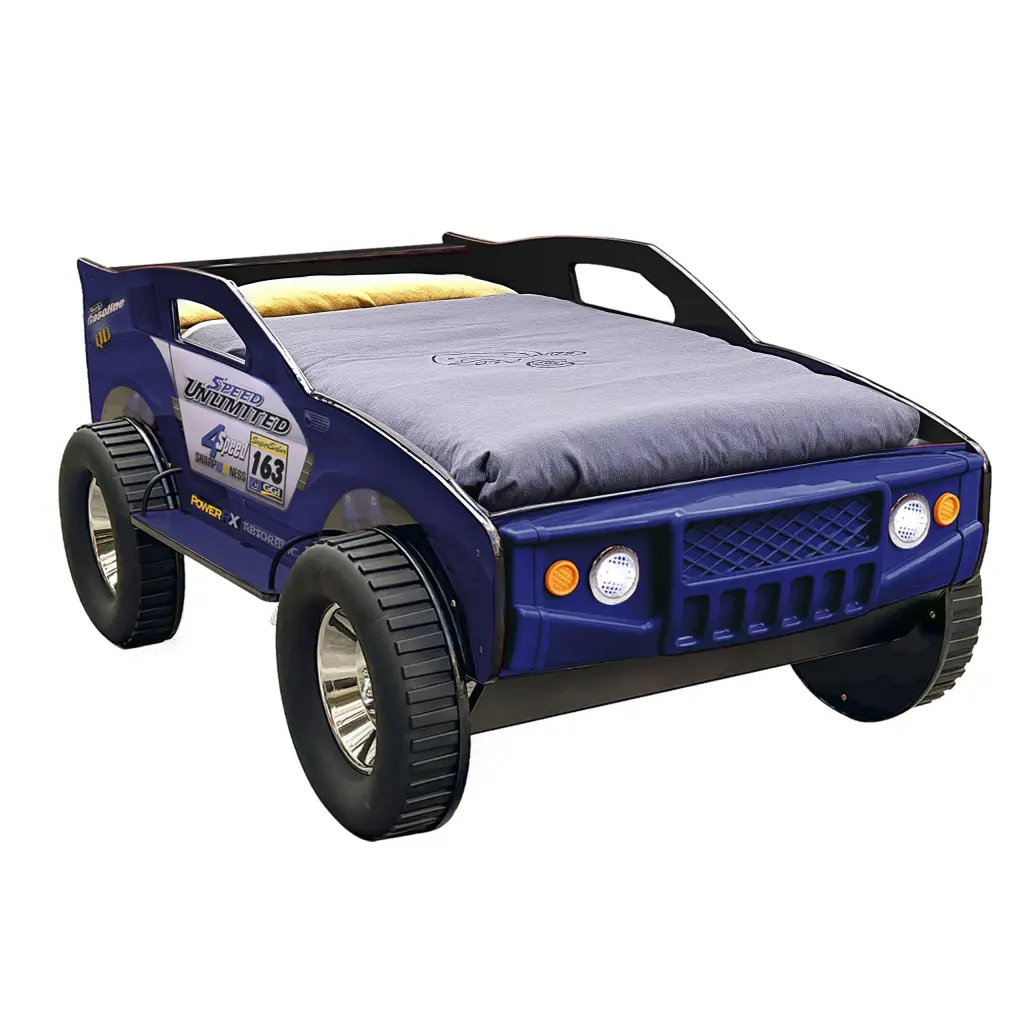 Unlimited Speed Jeep Bed Twin Blue Cars MDF Kids Bed bumpkin-craft.