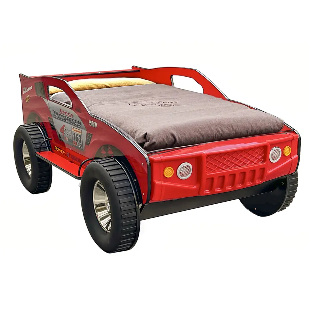 Unlimited Speed Jeep Bed Twin Red MDF Kids Bed bumpkin-craft.
