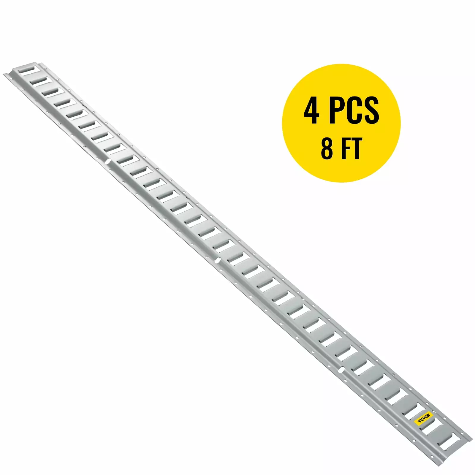 VEVOR E-Track Tie-Down Rail 4Pcs 8ft Steel Rails Standard 1x2.5 Slots Cargo Securing