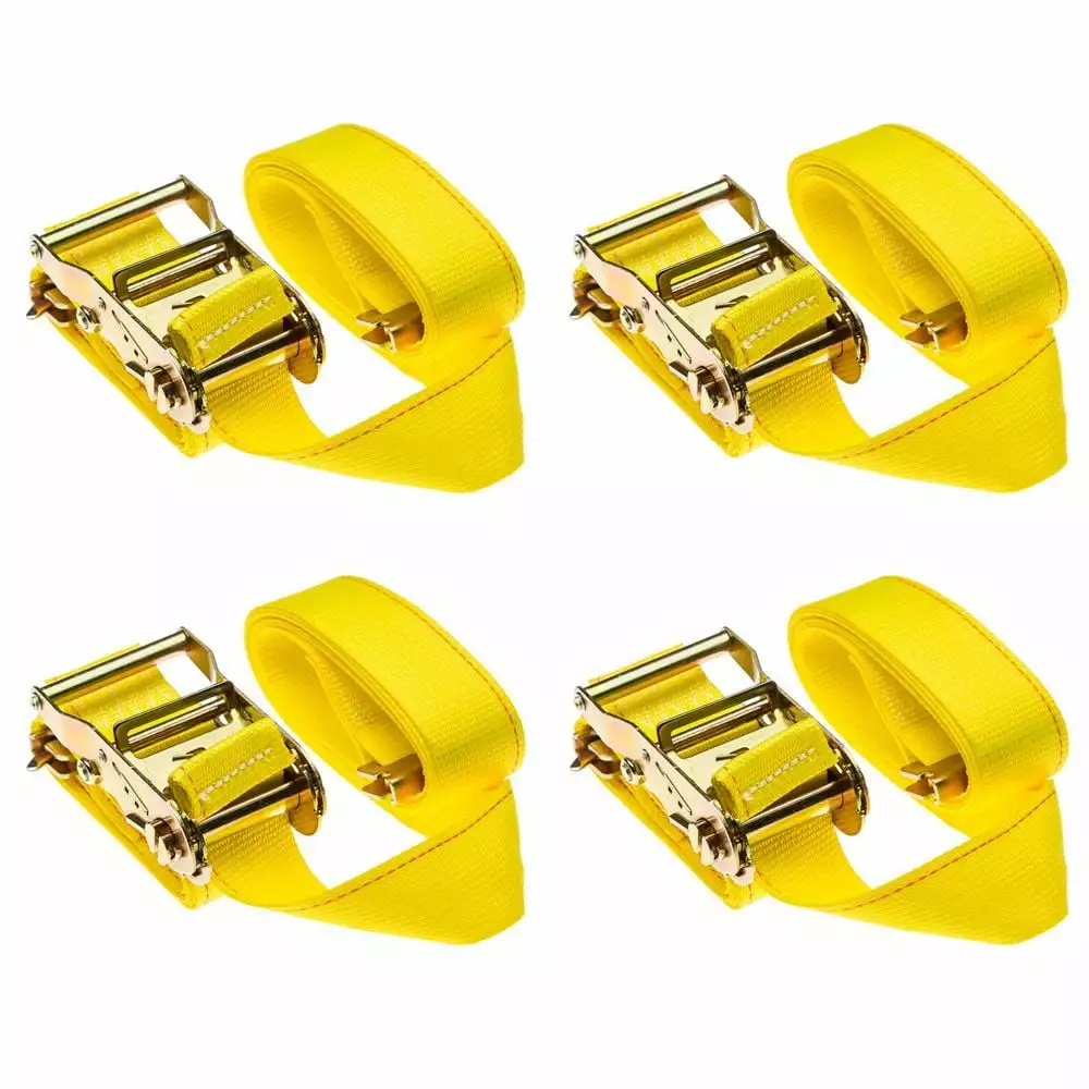 4-Pack 2in x 12ft Ratchet Straps E-Fittings Heavy Duty Tie Down Straps 1