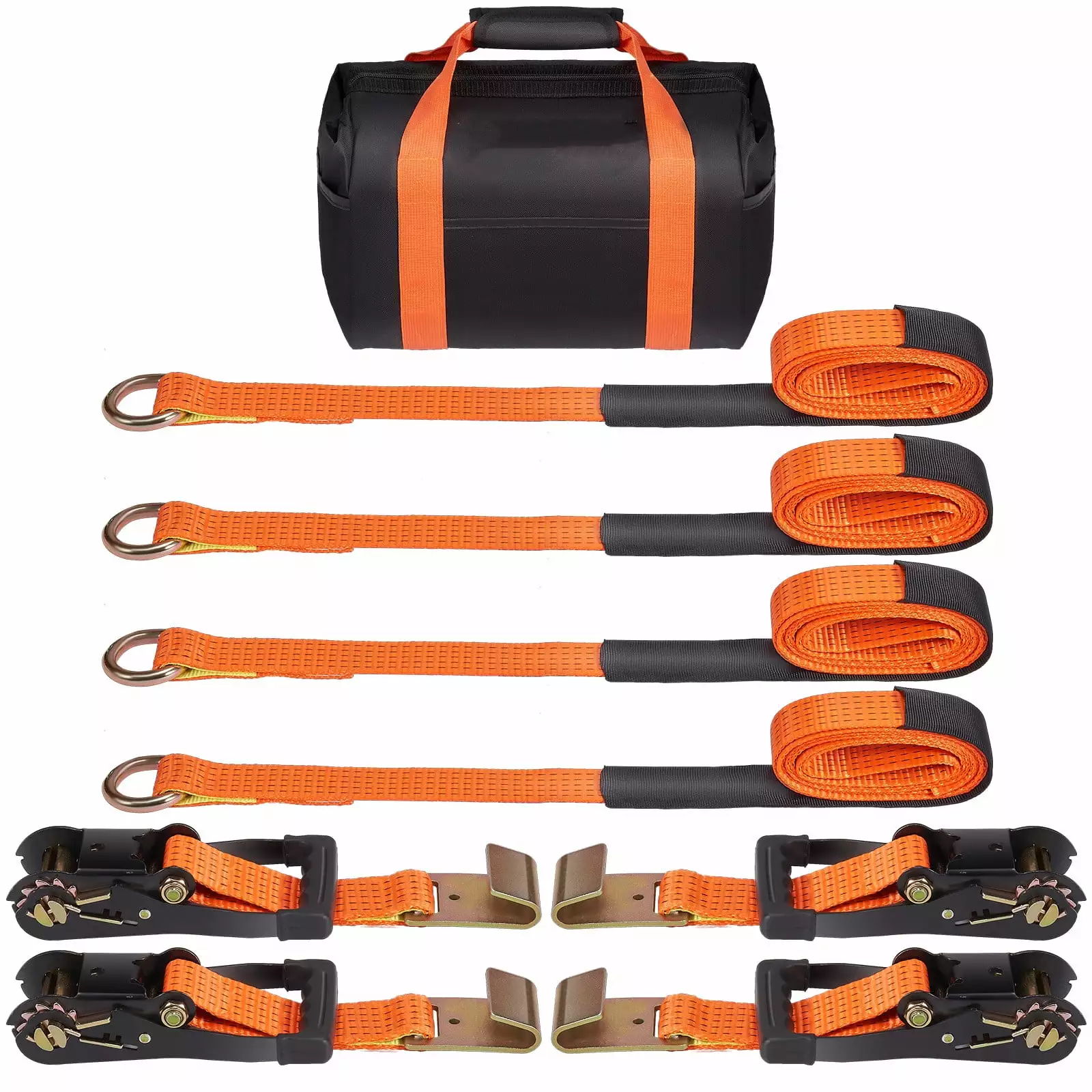 BENTISM 4-Pack Car Tie Down Straps Flat Hook Car Trailer Hauler
