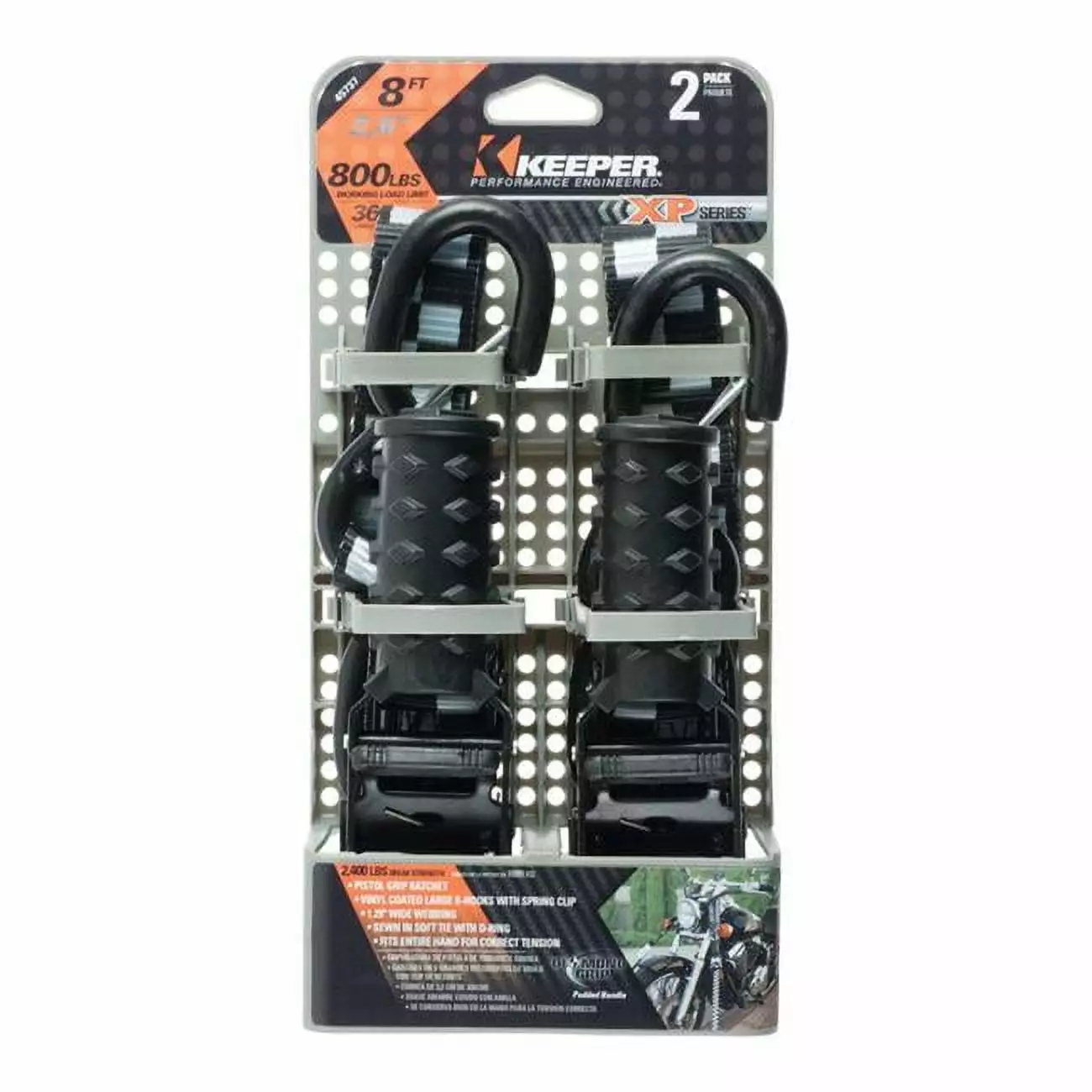 Keeper 8 ft. x 800 lbs Tie Down Strap Black Pack 2 12