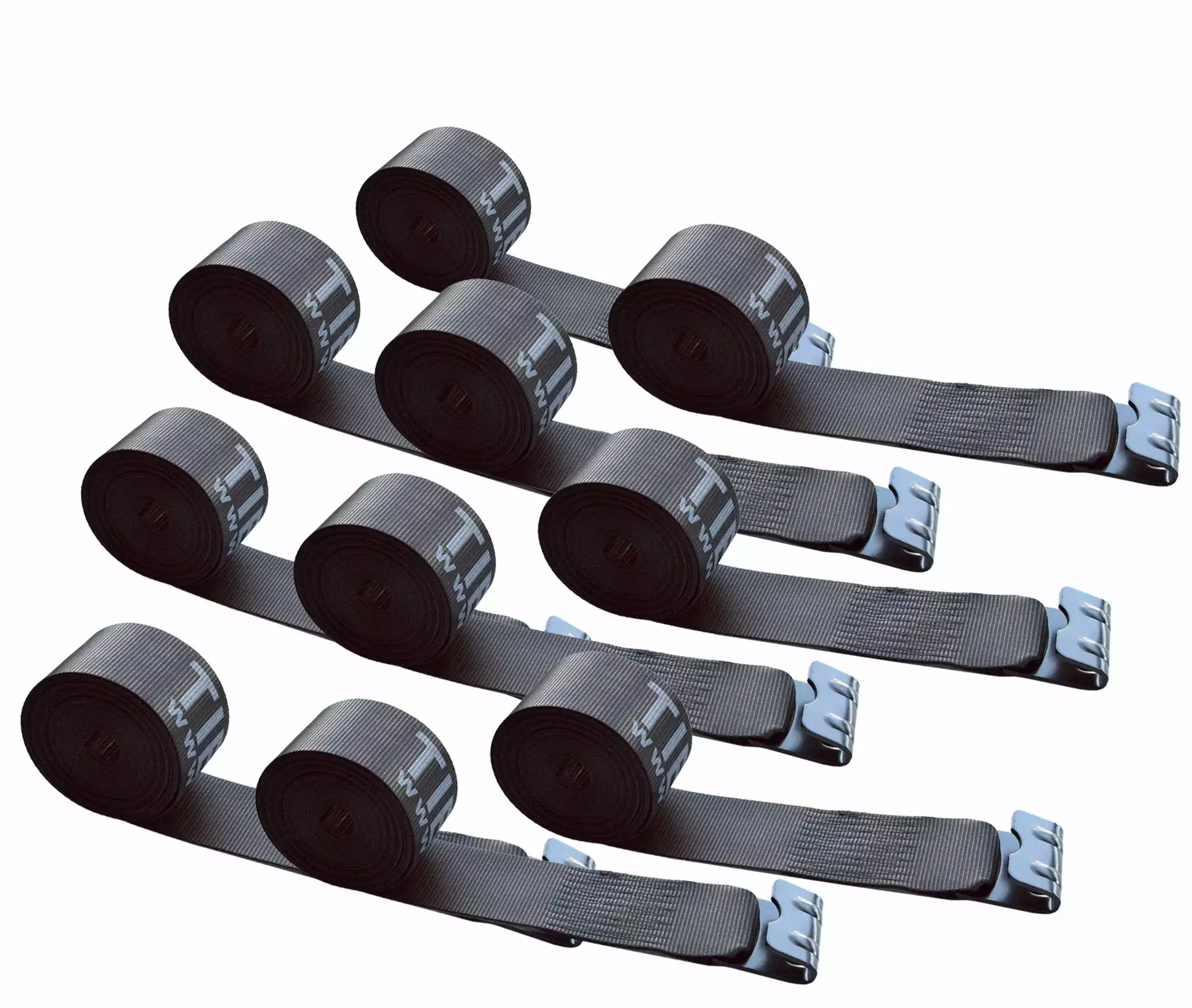 Mega Cargo Control 10 Pack Heavy Duty 4x30 Feet Winch Tie Down Strap Flat Hook WLL 5400 lbs