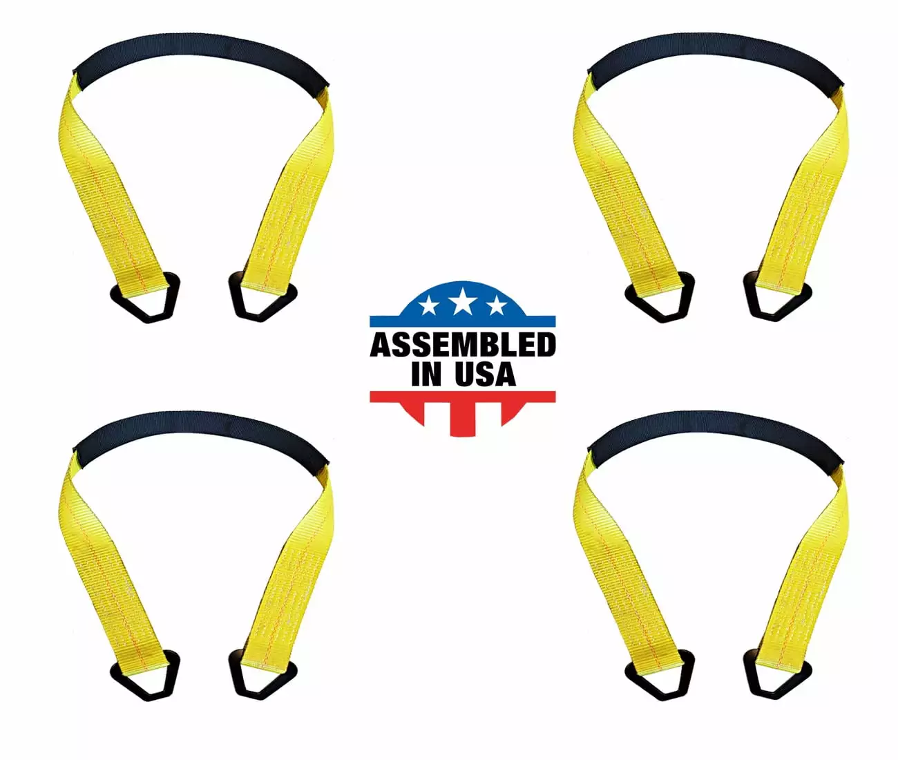 Mega Cargo Control USA 2x36 Off-Road Axle Tie-Down Straps 4-Pack WLL 3333 lbs Yellow