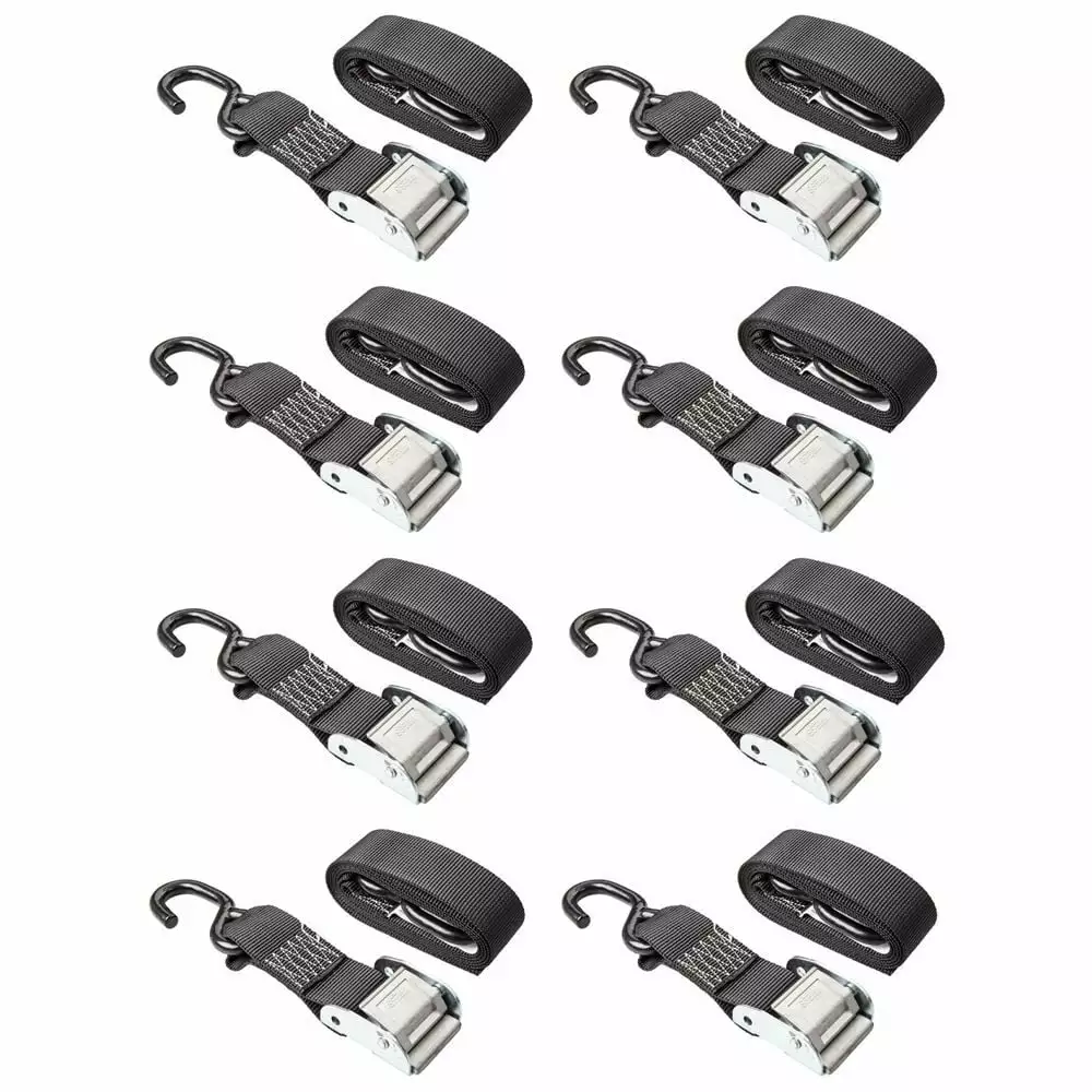 8 Pack Cam Buckle Cargo Tie Down Kit 72inL x 2inW Heavy Duty Straps 4