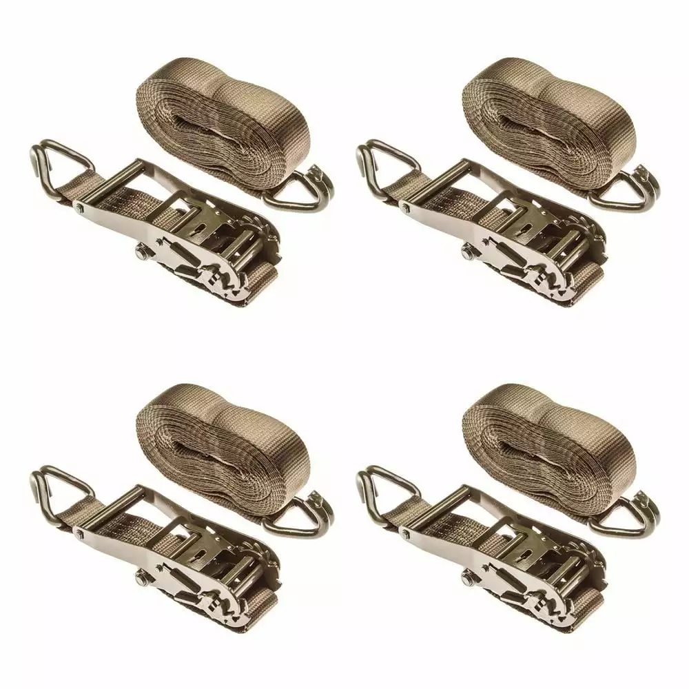 4 Pack 2 x 27' Ratchet Straps J-Hooks Heavy Duty Tie Down Straps Cargo Transport 1