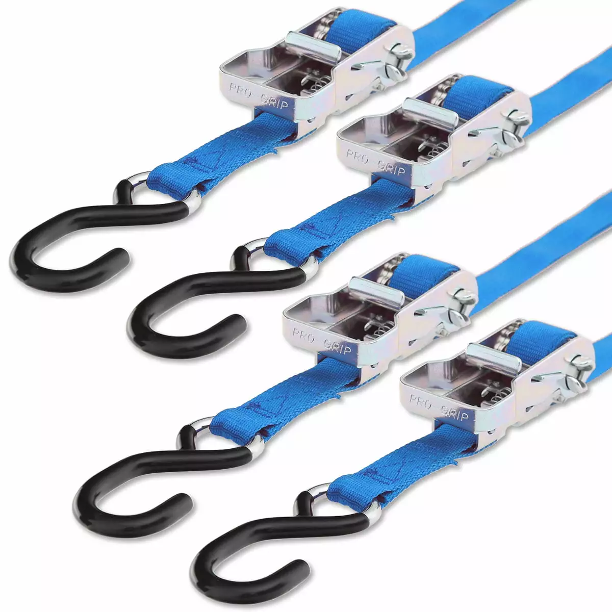 Progrip Powersports Motorcycle Ratchet Tie Down Straps 4-Pack Lab Tested Blue