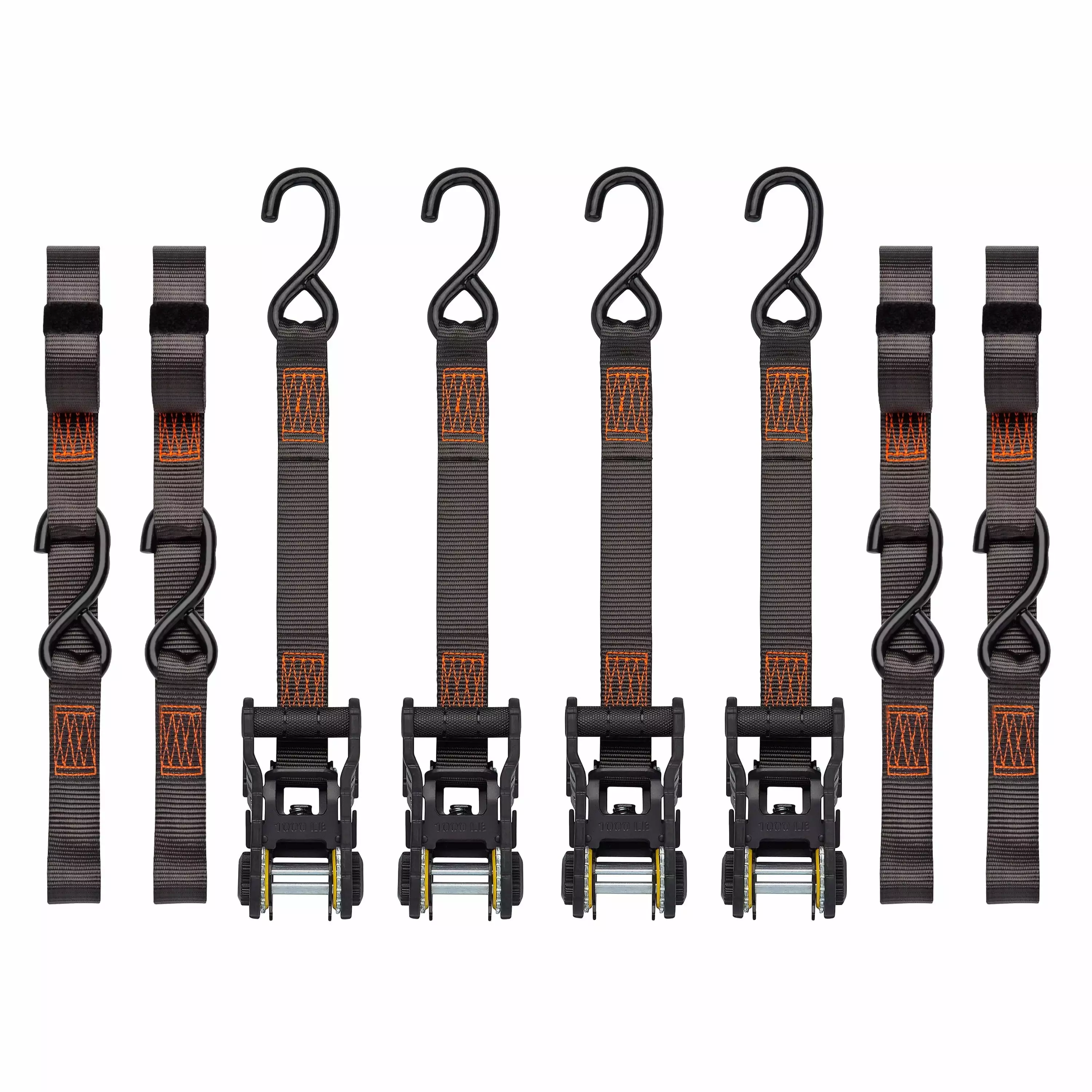 SmartStraps 1-1/4 x 14 ft Orange Tactical Heavy Duty Ratchet Tie Down Straps 1000 lb Safe Work Load 4 Pack 1