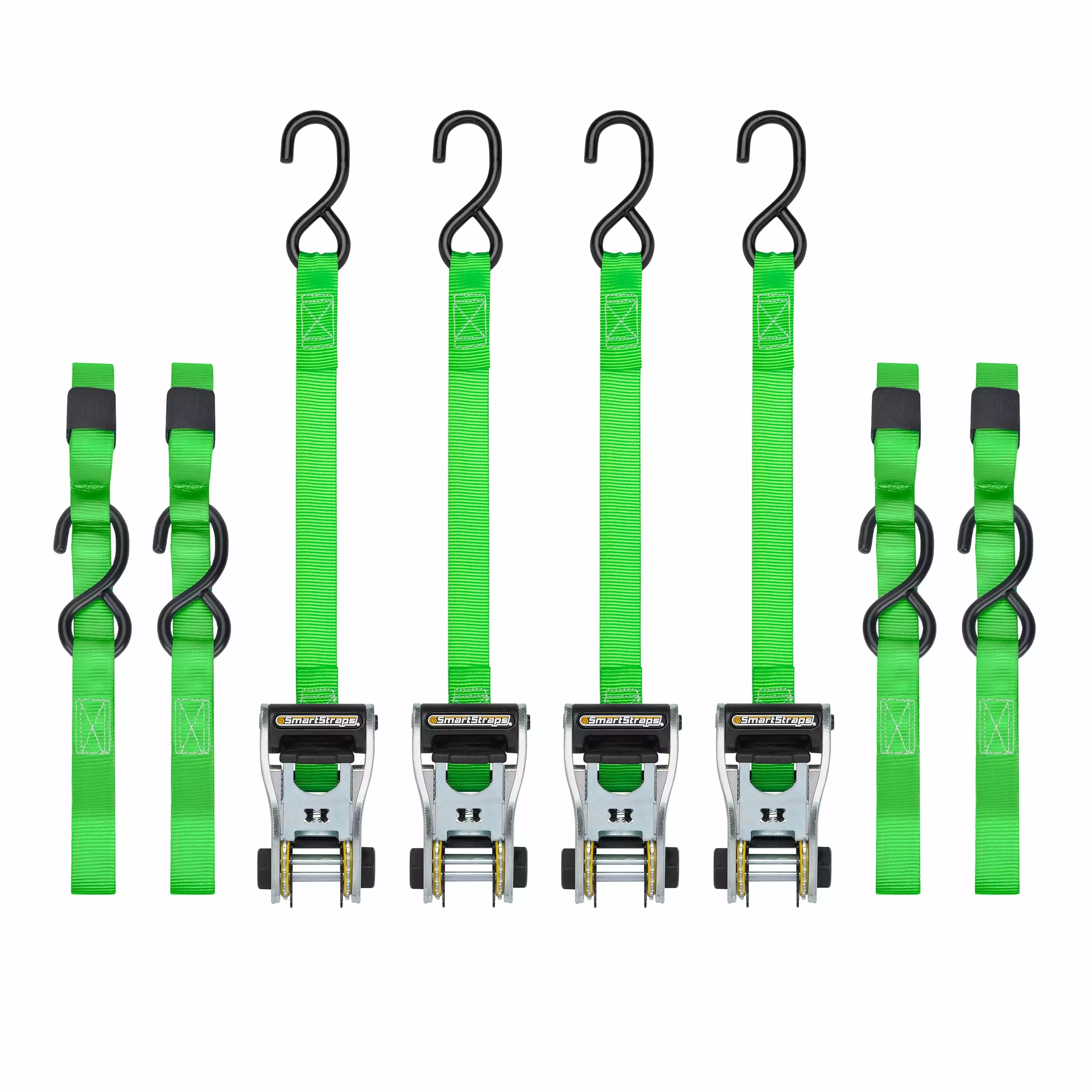 SmartStraps 1 x 20 ft Green RatchetX Standard Duty Ratchet Tie Down Straps 4 Pack 500 lb Safe Work Load 1