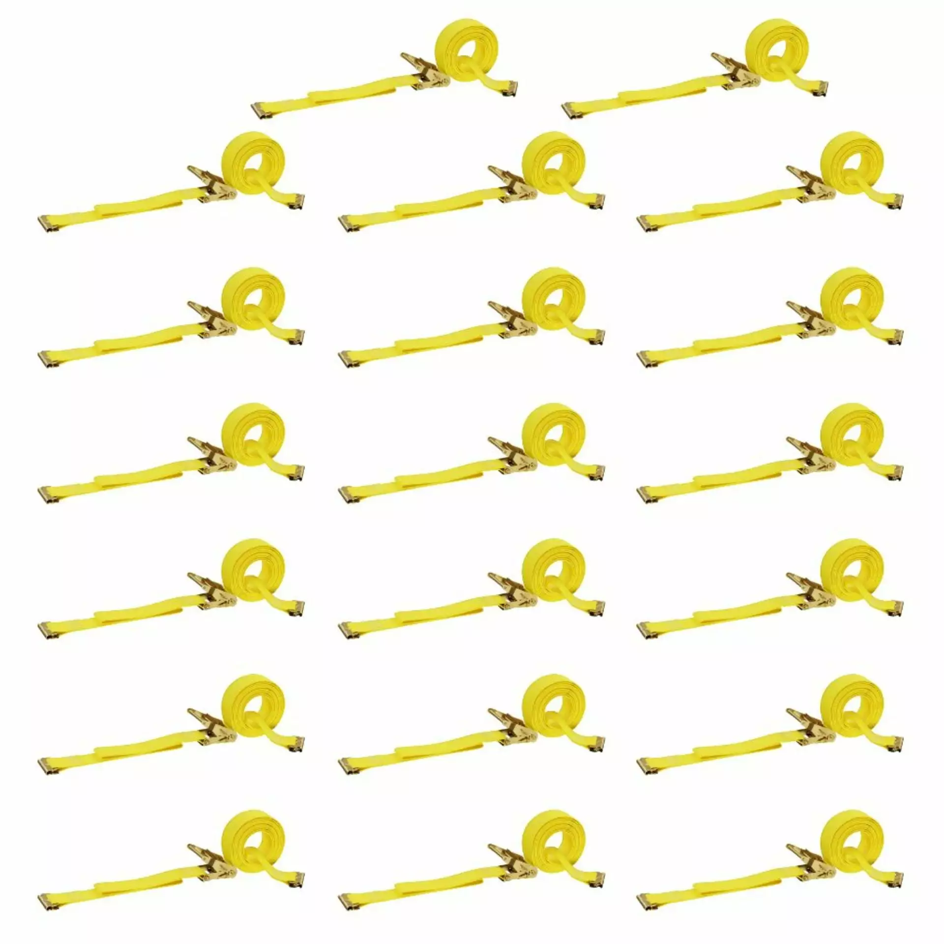 20 E Track Ratcheting Straps 2x12 Heavy Duty Yellow Polyester Tie Down Straps Motorcycle Trailer Load 1