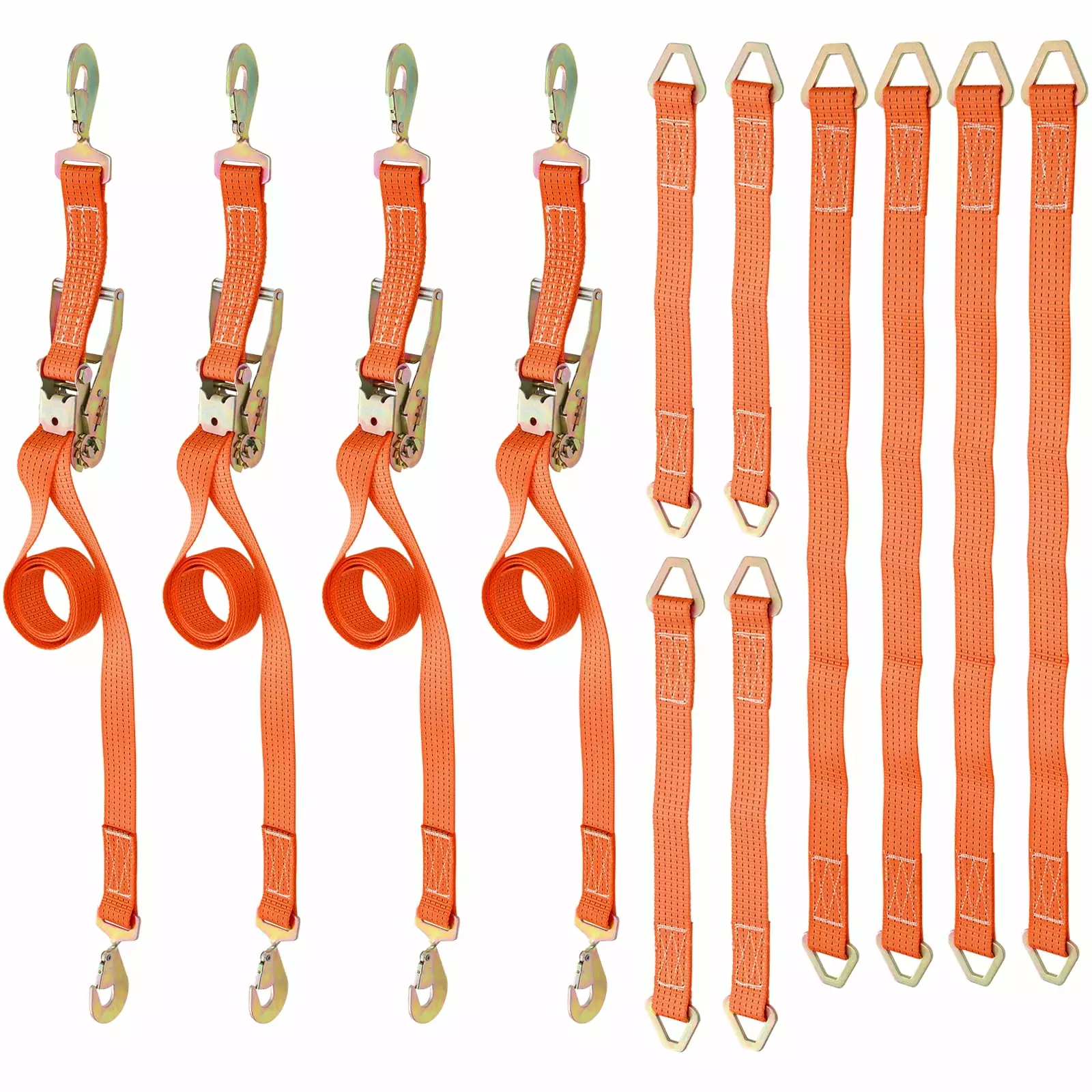 VEVOR Ratchet Tie Down Strap 15.6ft x 2in 4000 lbs Working Load 12PCs Heavy Duty Car Strap Double Hooks