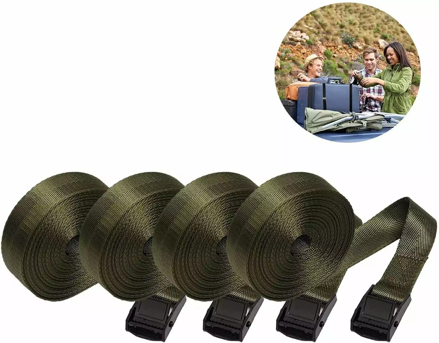 4pcs 2.5cm x 5m Heavy Duty Tie Down Straps Buckles Motorcycle Car Bike 250KG