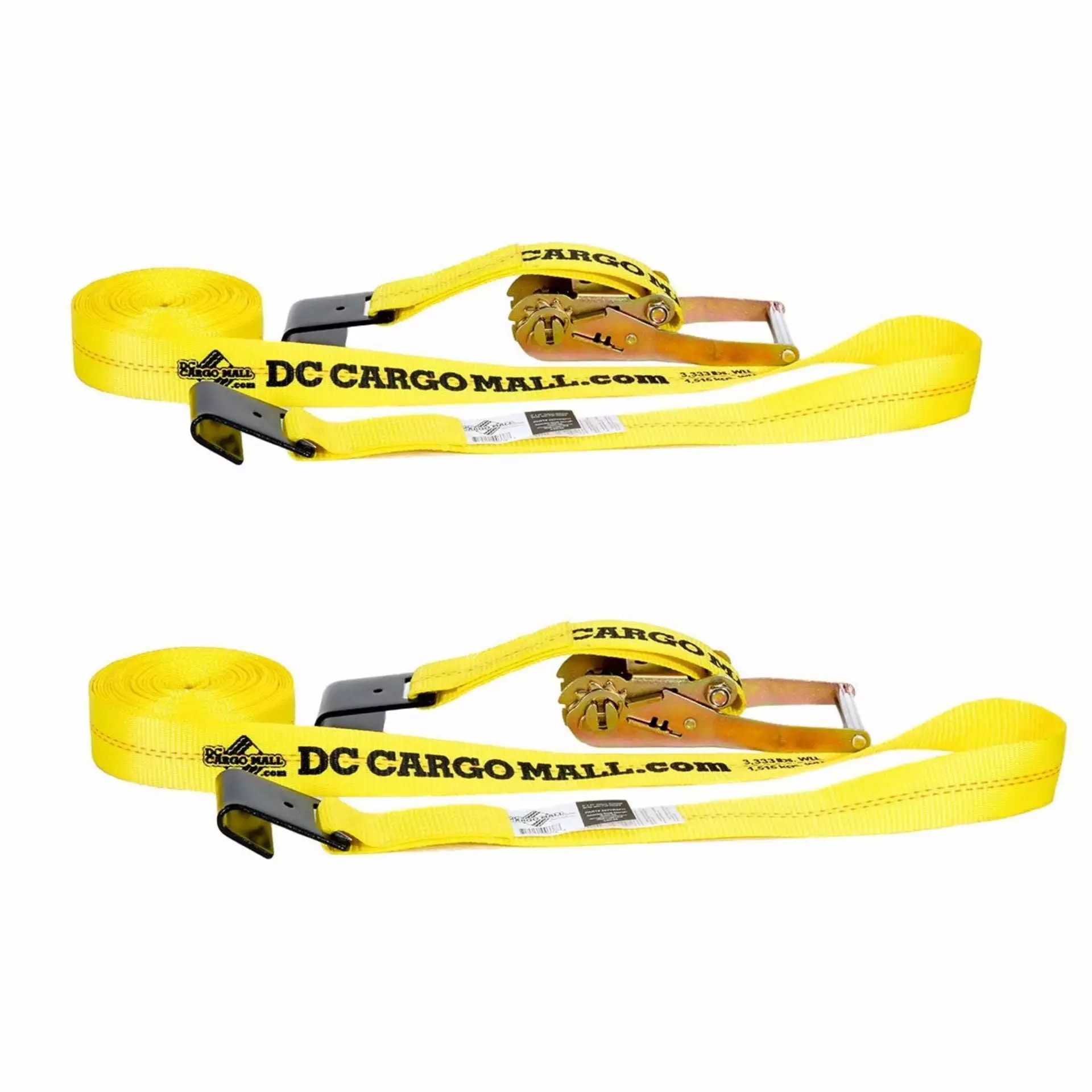 2 Pack Heavy Duty Ratchet Straps 27 ft Flat Hooks Trailers Warehouses Docks 10