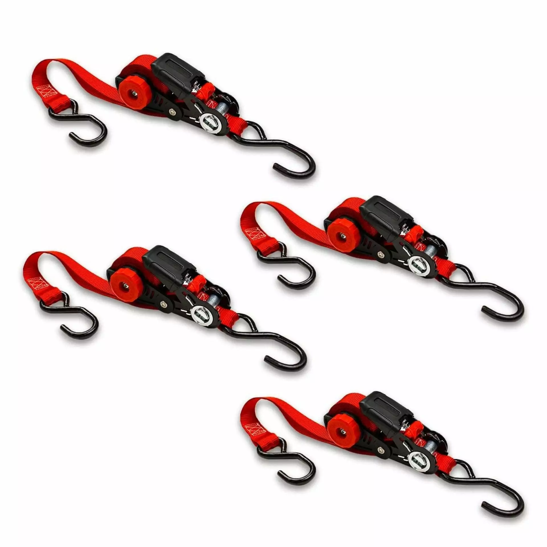 Self-Storing NeatStrap Ratchet Strap 1 x 15 ft 4 Pack Motorcycle Kayak Tie Downs Pickup Truck