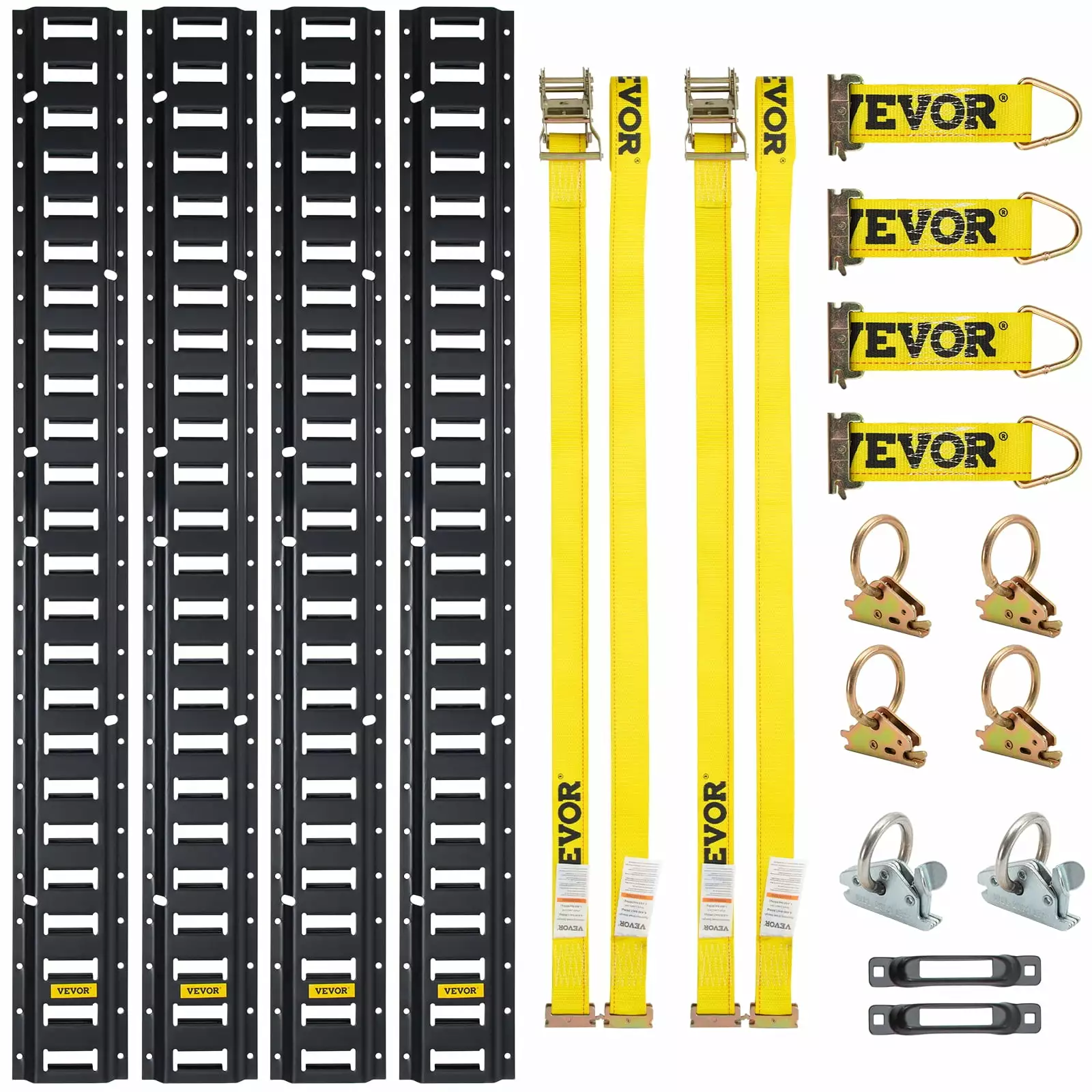 VEVOR 18pcs E-Track Tie-Down Rail Kit 5ft Cargo Securing Accessories Motorcycles Bikes