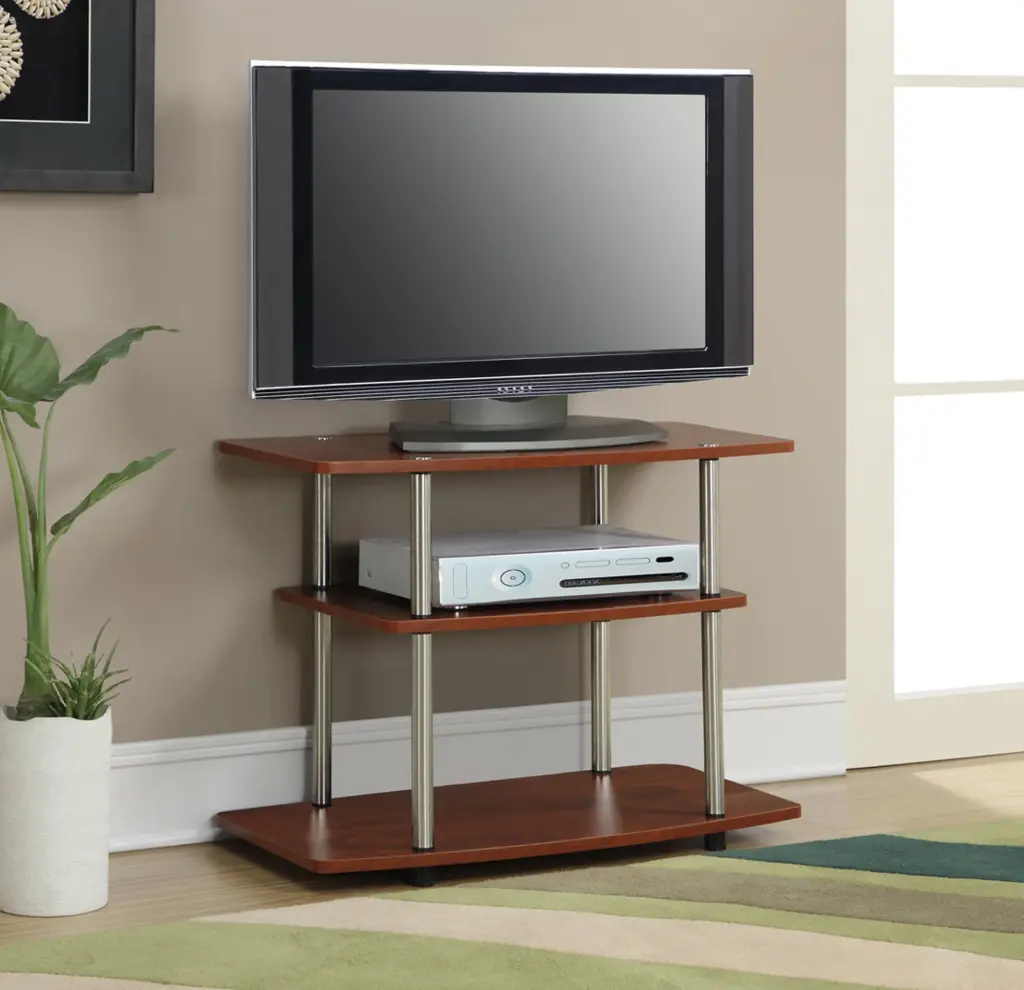 Convenience Concepts Designs2Go No Tools 3 Tier TV Stand Cherry Finish