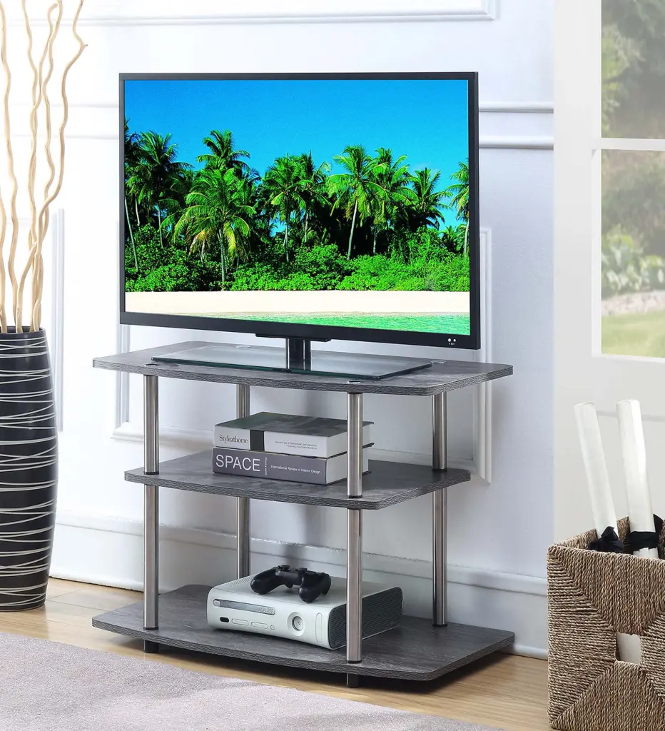 Convenience Concepts Designs2Go No Tools 3 Tier TV Stand Weathered Gray