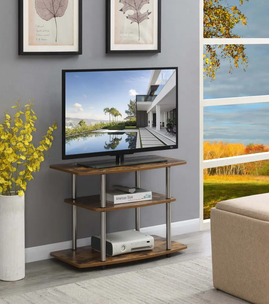 Convenience Concepts Designs2Go No Tools 3 Tier TV Stand Barnwood Finish
