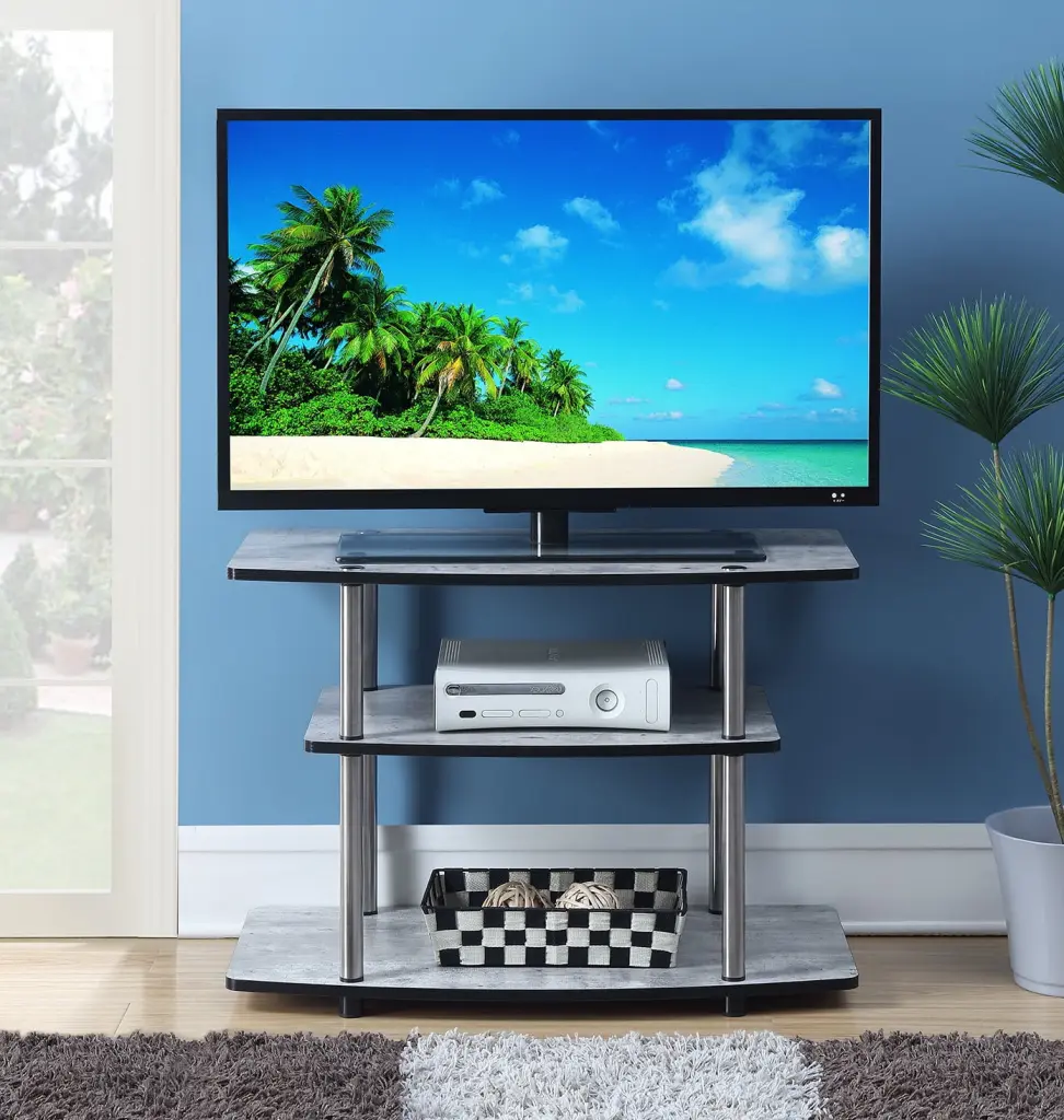 Convenience Concepts Designs2Go No Tools 3 Tier TV Stand Faux Birch