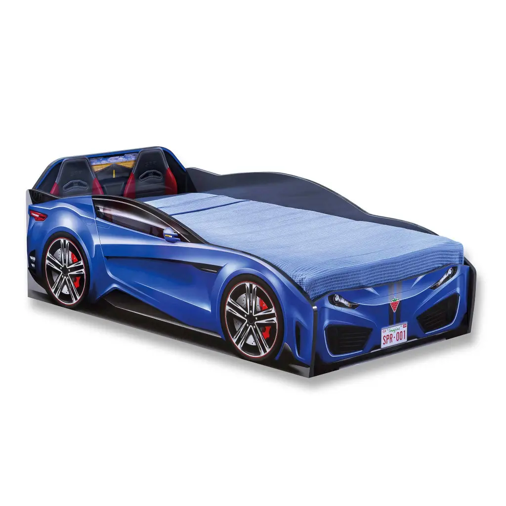 Speedy Toddler Race Car Bed Blue Particle Board atlas kids furniture
