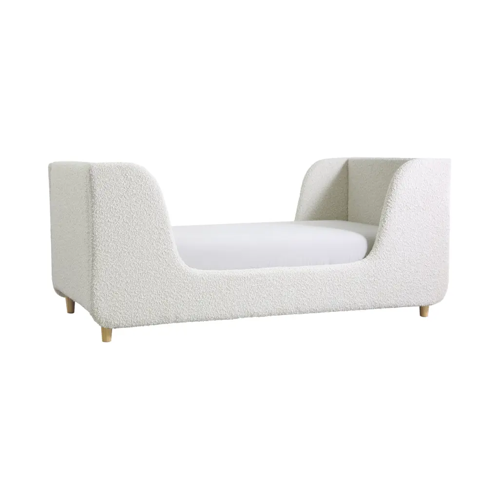 Bodhi Upholstered Boucle Toddler Bed White Polyester b2714