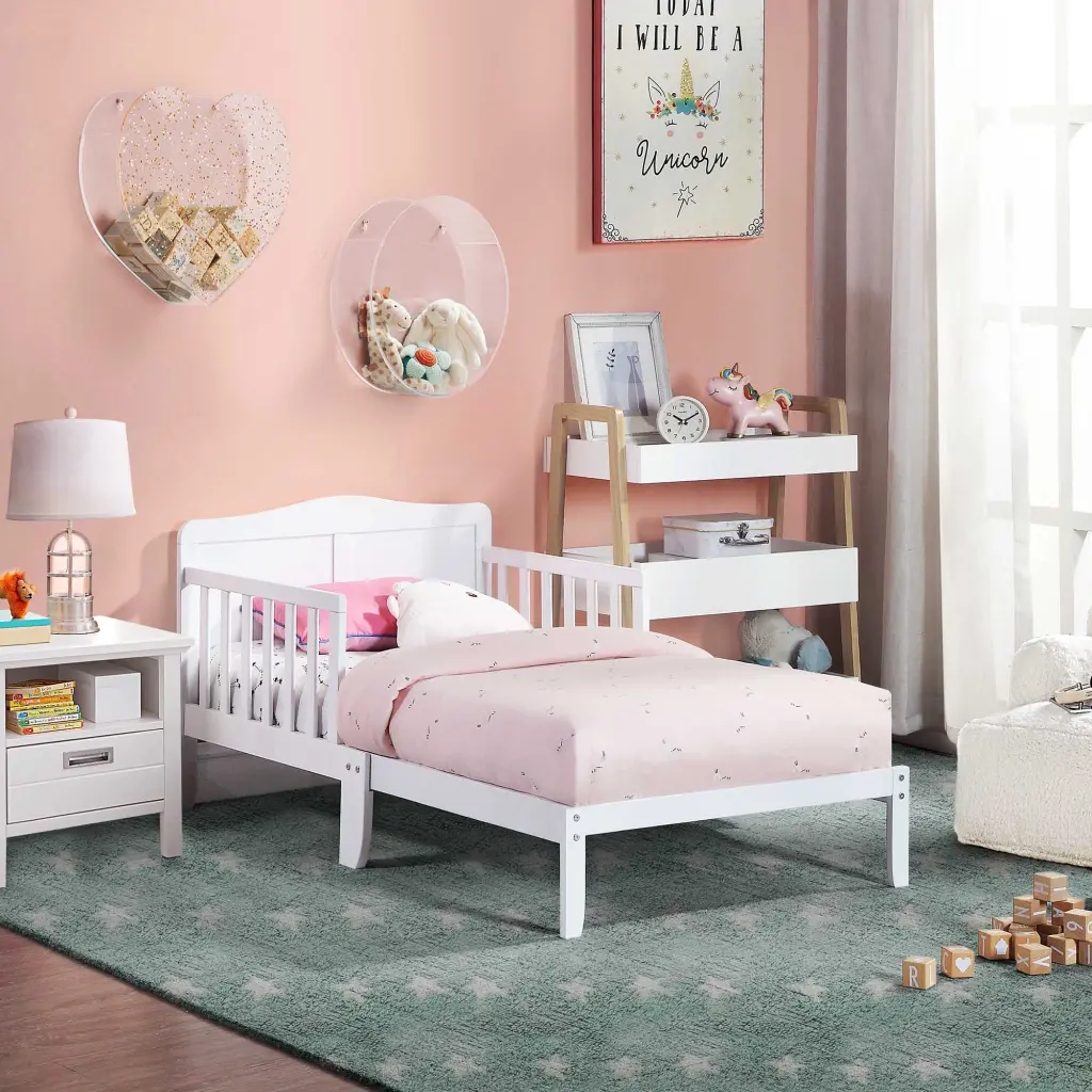 Birdie White Solid Timber Toddler Bed simple living