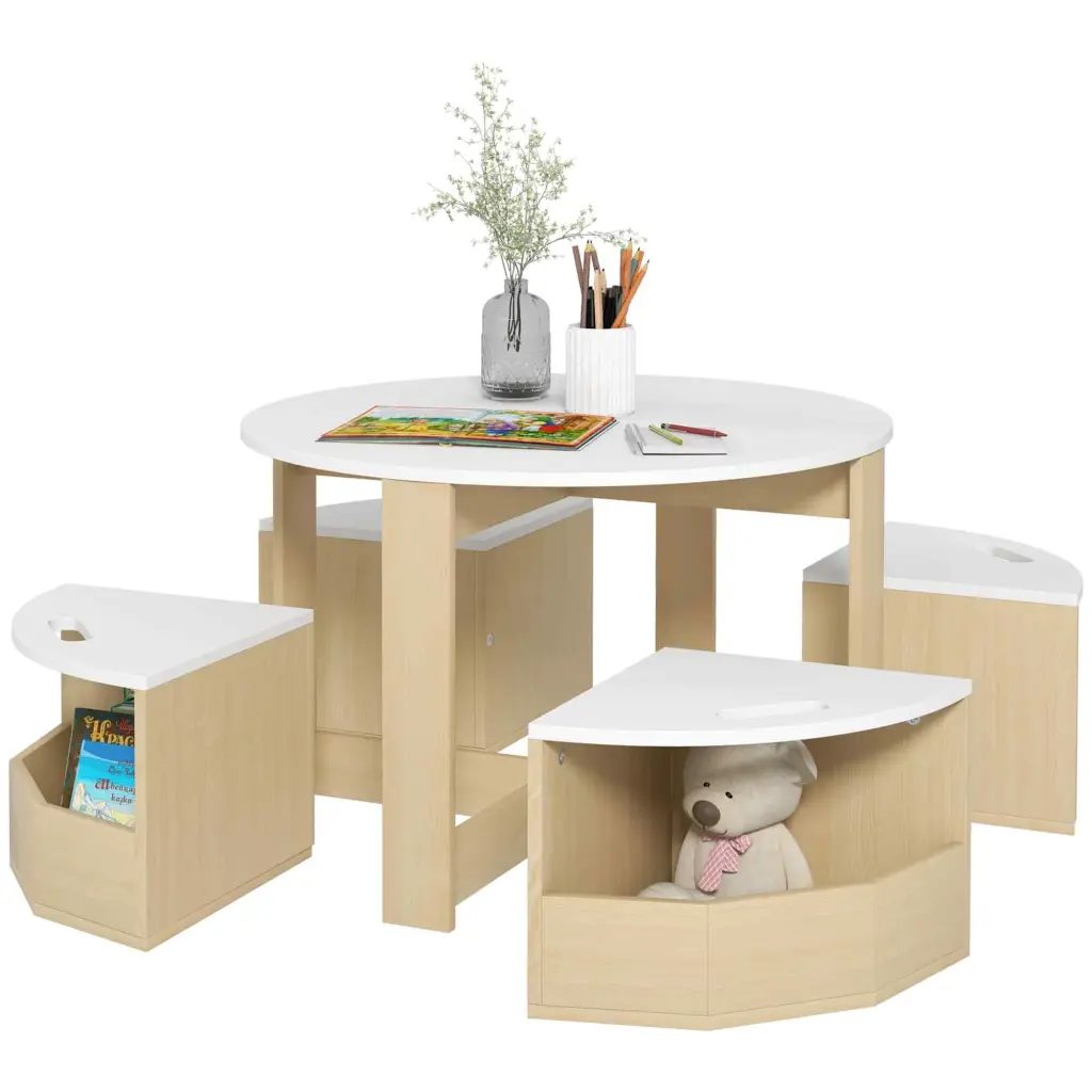 Qaba Kids Table And Chairs Set 5 Piece Toddler Table And Chairs aosom business