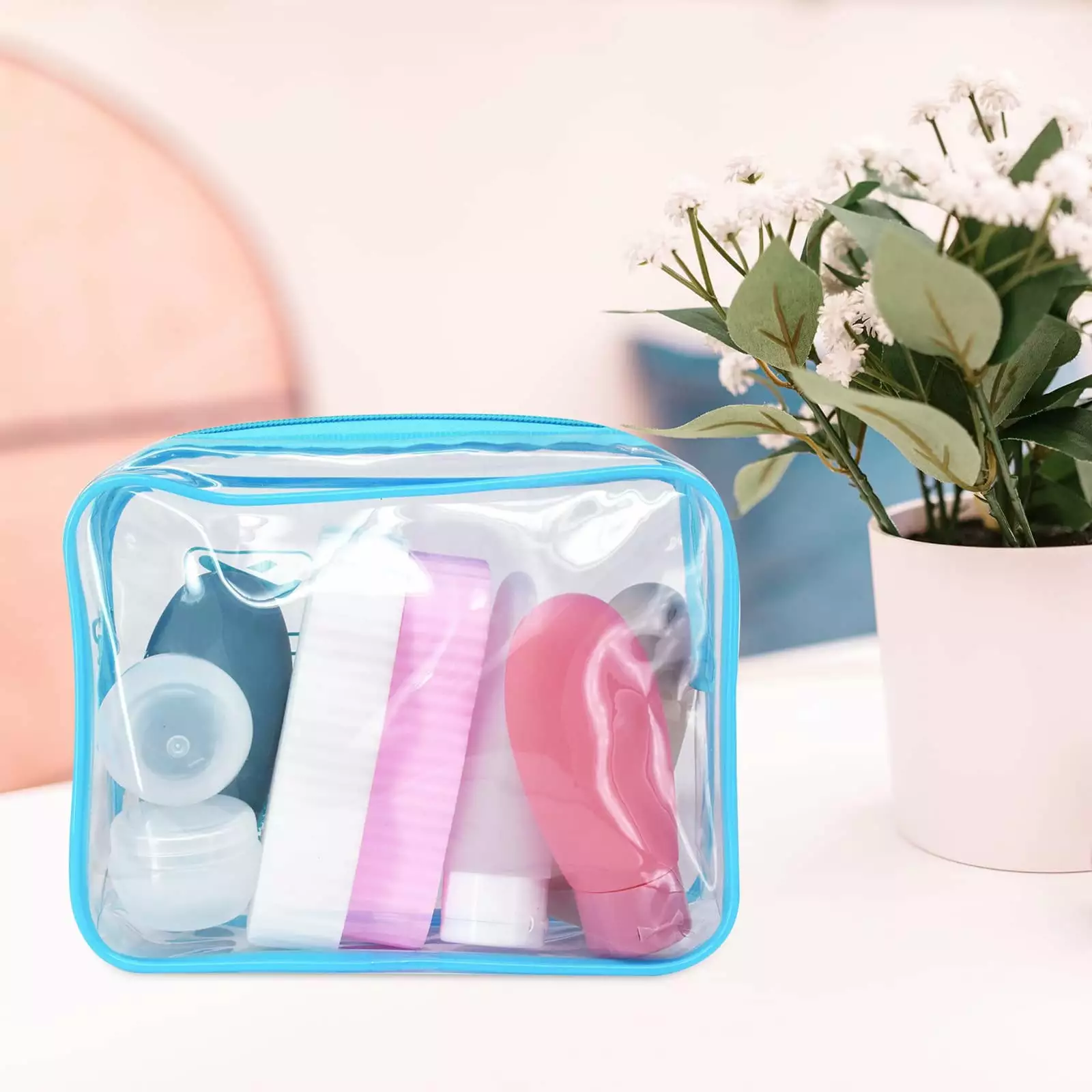Clear Travel Toiletry Bag Waterproof TSA Approved Liquids and Makeup One