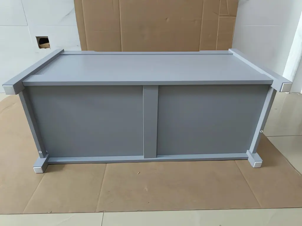 Kids Wooden Toy Box Safety Hinged Lid Ages 2 and Up Gray Finish moonriver