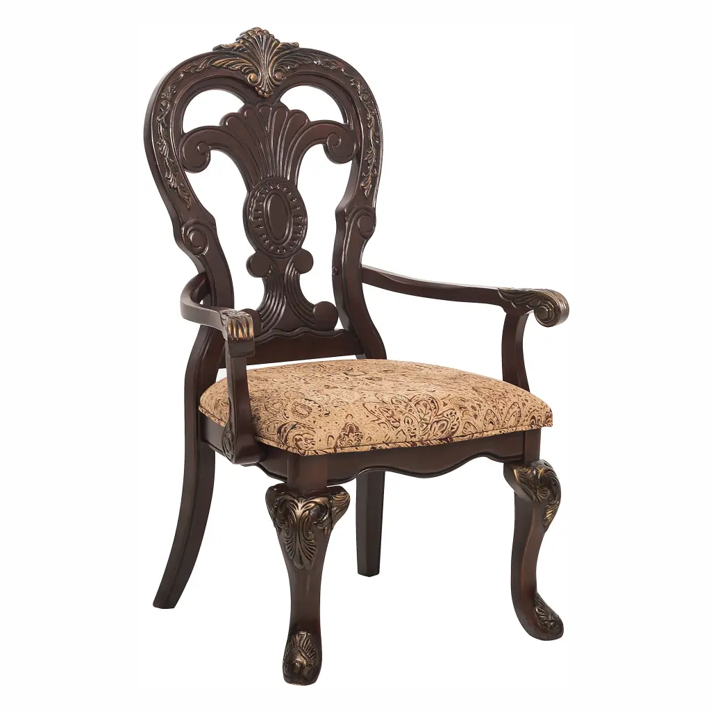Traditional Formal Armchairs Set 2 Cherry Finish Metal Tipping kanepe