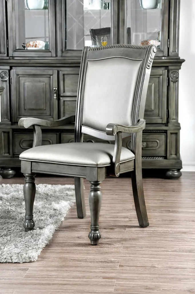 Glorious Timeless Traditional Dining Chairs Gray Color Solid Wood Cushion kanepe