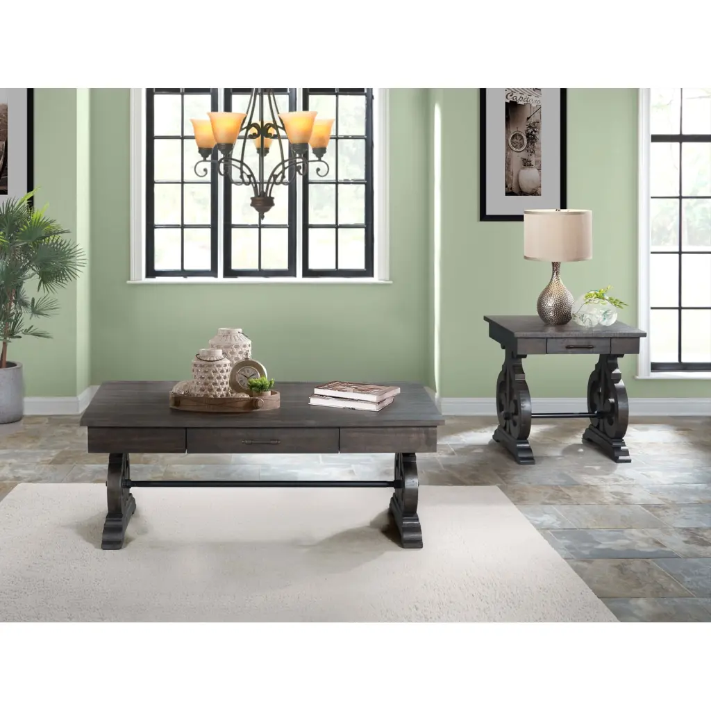 Picket House Furnishings Stanford Traditional Wood 1 Drawer Coffee Table Dark Ash