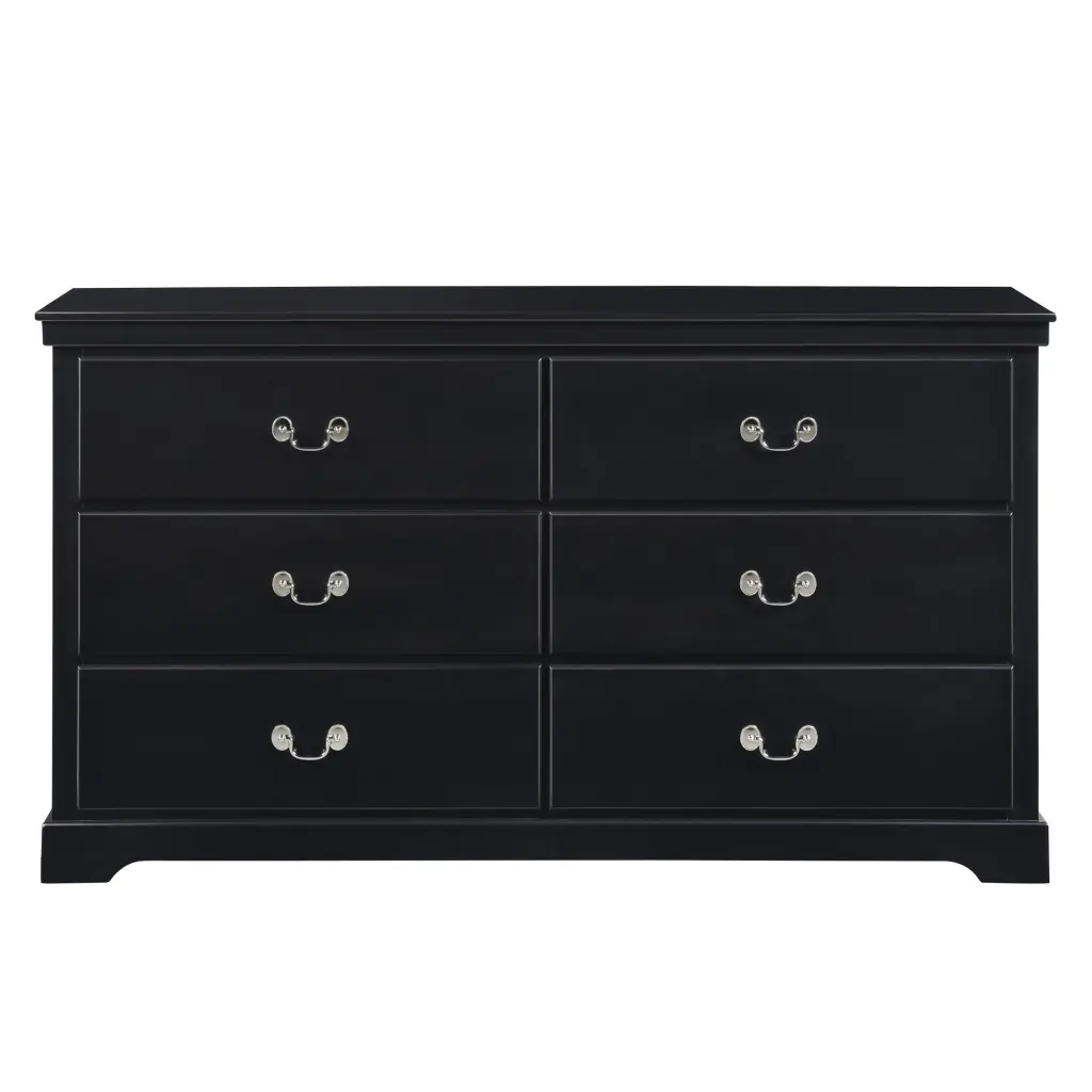 Timeless Traditional Black Finish 6 Drawer Dresser Bedroom Wood kanepe
