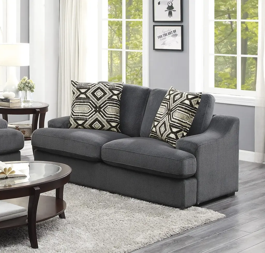 Modern Traditional Premium Living Room Loveseat Dark Gray Plush Microfiber kanepe