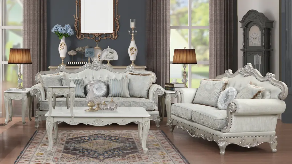 Tuscan Thick Velvet Material 2Pc Traditional Living Room Set Wood Frame galaxy home furnishings