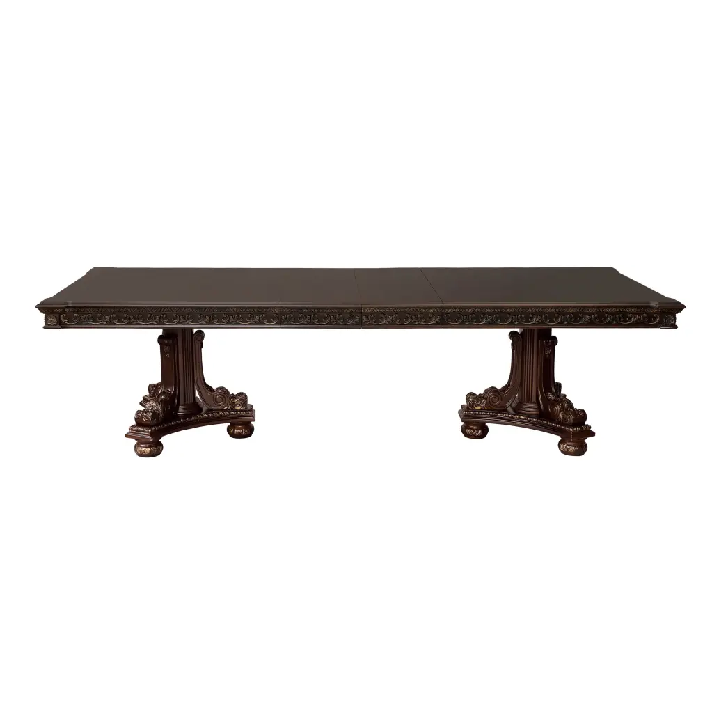 Formal Traditional Dining Table 1Pc Dark Cherry Finish Gold Tipped Legs kanepe
