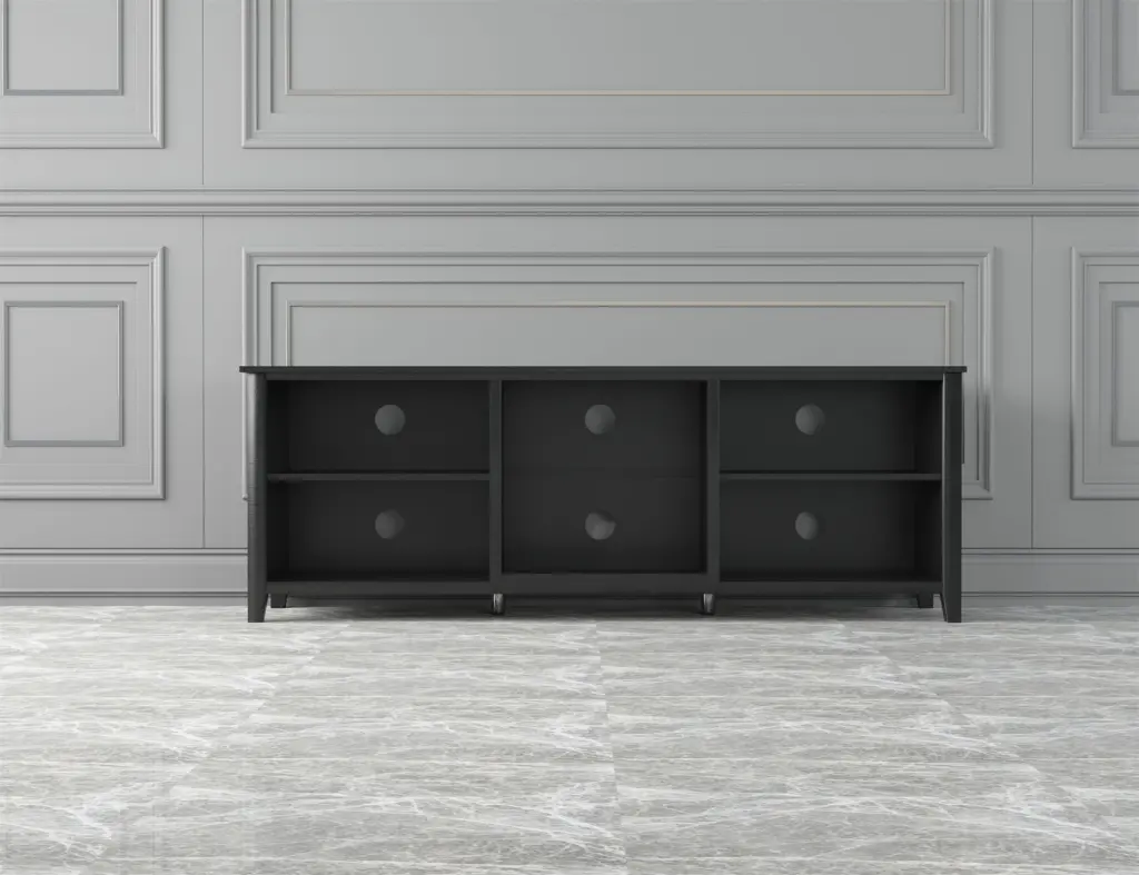TV Stand Storage Media Console Entertainment Center Traditional Black without Drawer Amostby