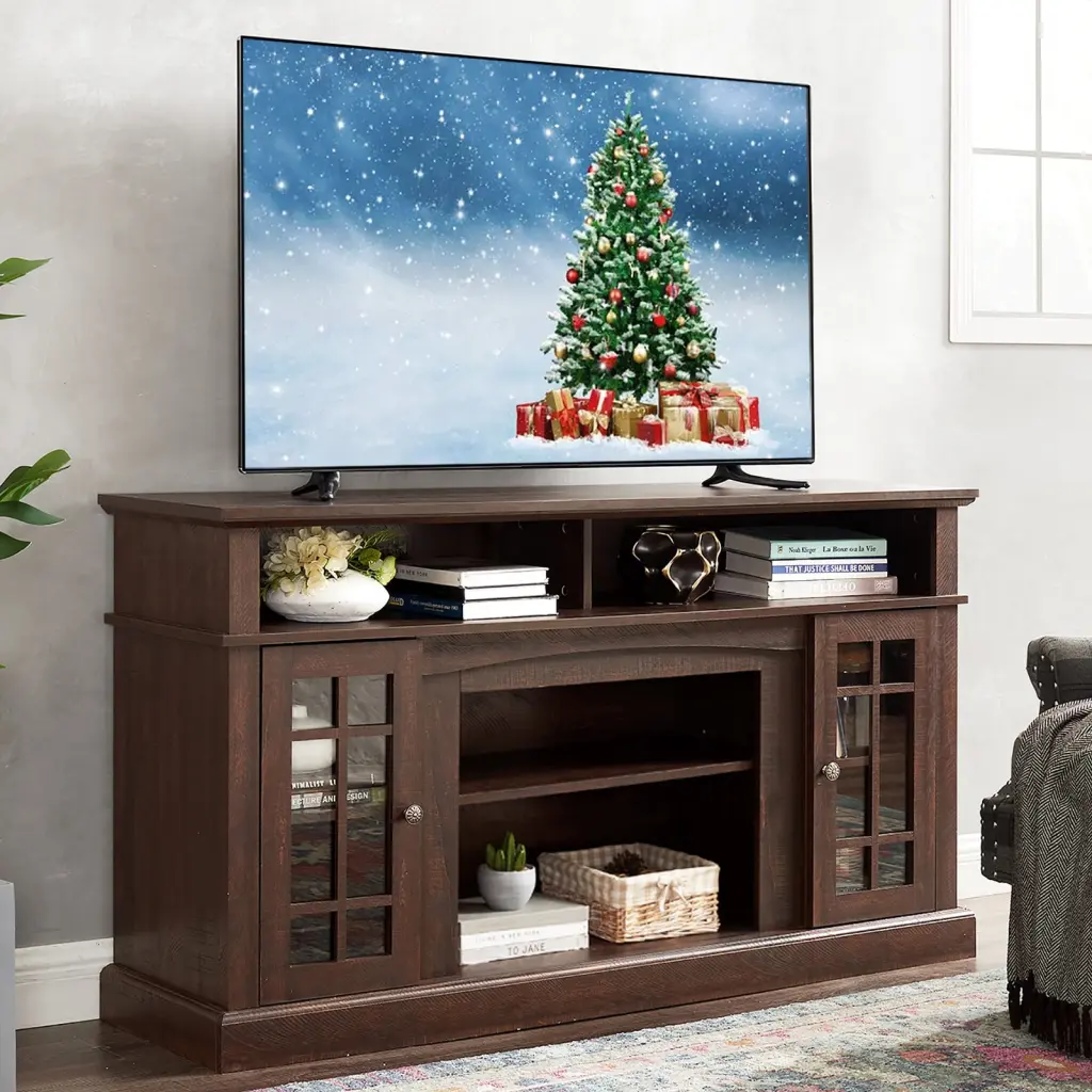 Traditional American Country Style TV Stand 65 Inch TVs - Espresso Entertainment Center Storage Augabam