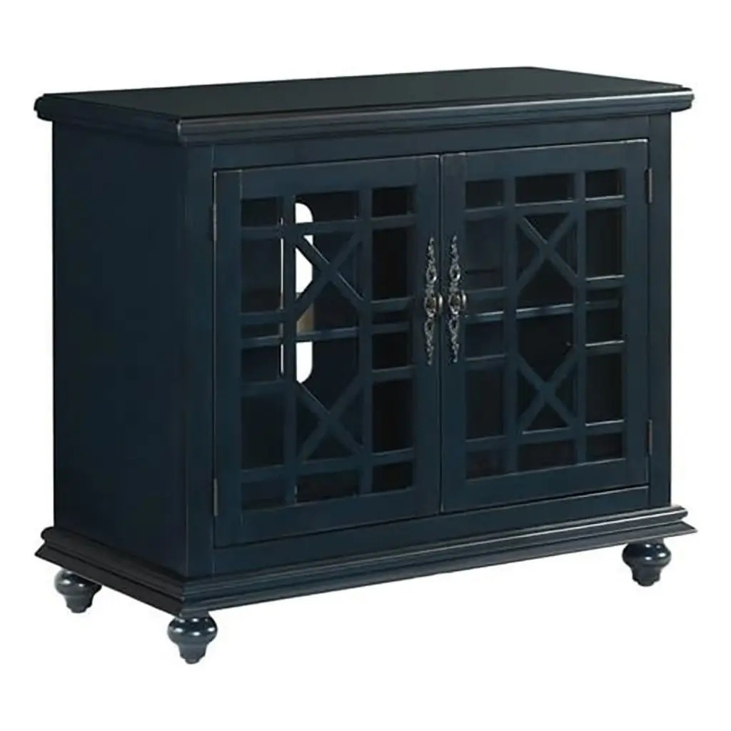 Bowery Hill Traditional Wood TV Stand TVs up to 38 Inches Catalina Blue
