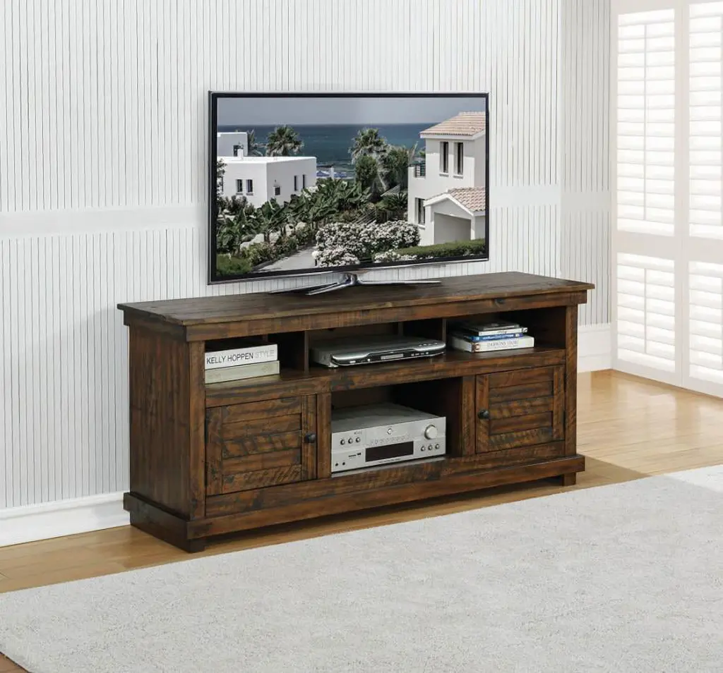 60-Inch 2-Door TV Console Antique Brown - Stylish Entertainment Center Living Room Coaster Company