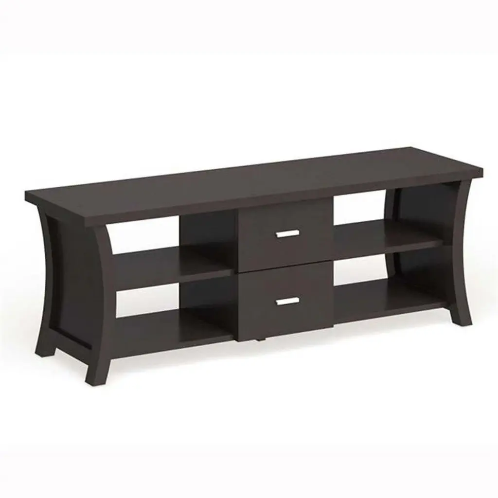 Furniture America Pinegar 60-Inch Transitional Wood TV Stand Cappuccino Entertainment Center