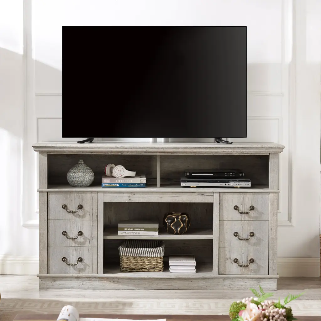 Vintage Drawer Traditional TV Media Stand Farmhouse Rustic Entertainment Center wande furniture