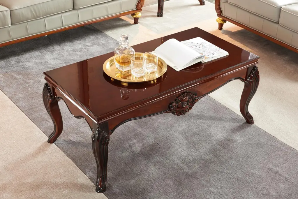 Classic Cherry Carved Wood Coffee Table Set 2P 401 ESF Made Italy