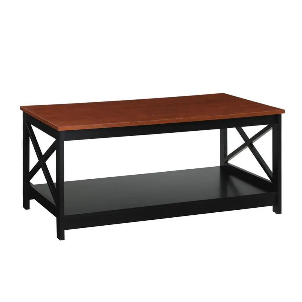 Pemberly Row Coffee Table Cherry Black Wood Finish Living Room Furniture