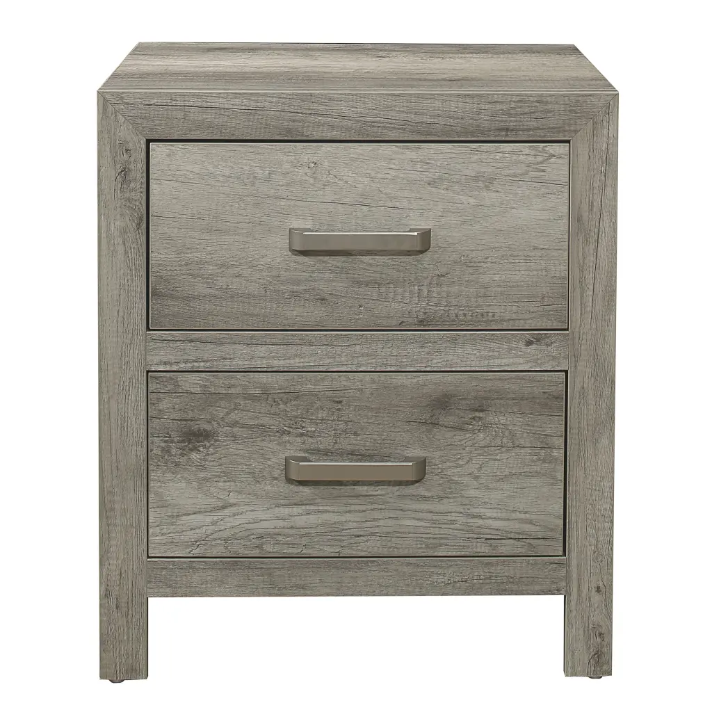 Transitional Aesthetic Bedroom Nightstand Faux Wood Veneer Weathered G kanepe