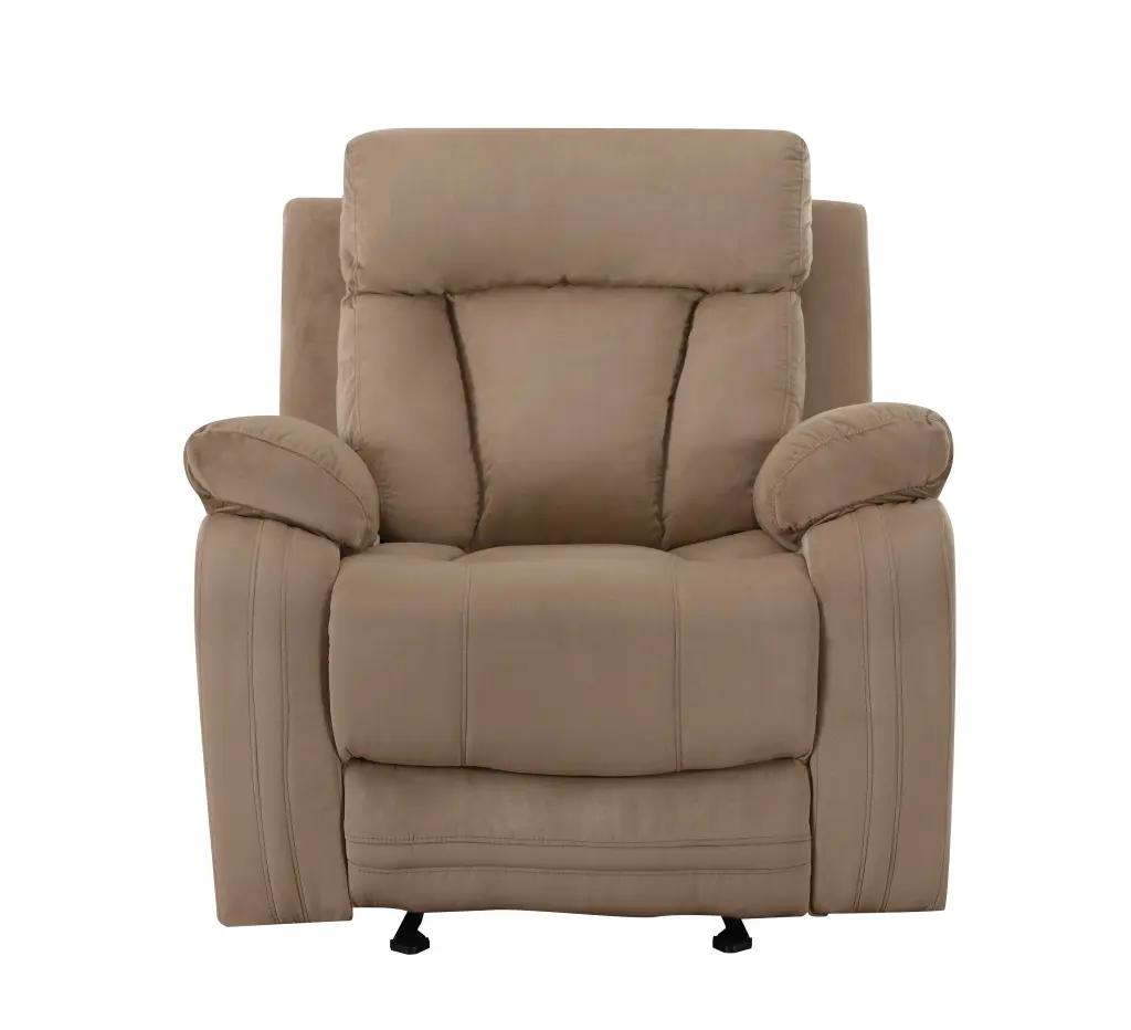 Reclining Transitional Microfiber Chair - Beige Foam Upholstered Living Room Seat global united
