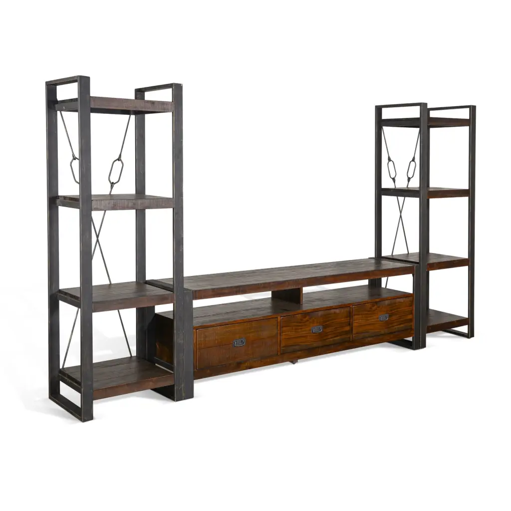 Sunny Designs Homestead 78 Transitional Wood TV Console Tobacco Leaf Finish