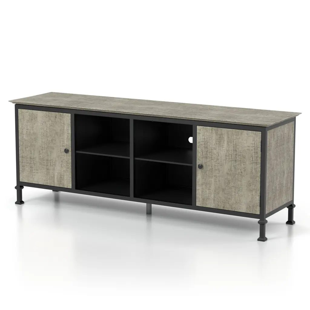 Furniture America Ronda 72 Inch TV Stand Console Gray Wood Finish